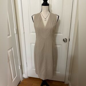 Akris Tan V-Neck Shift Dress